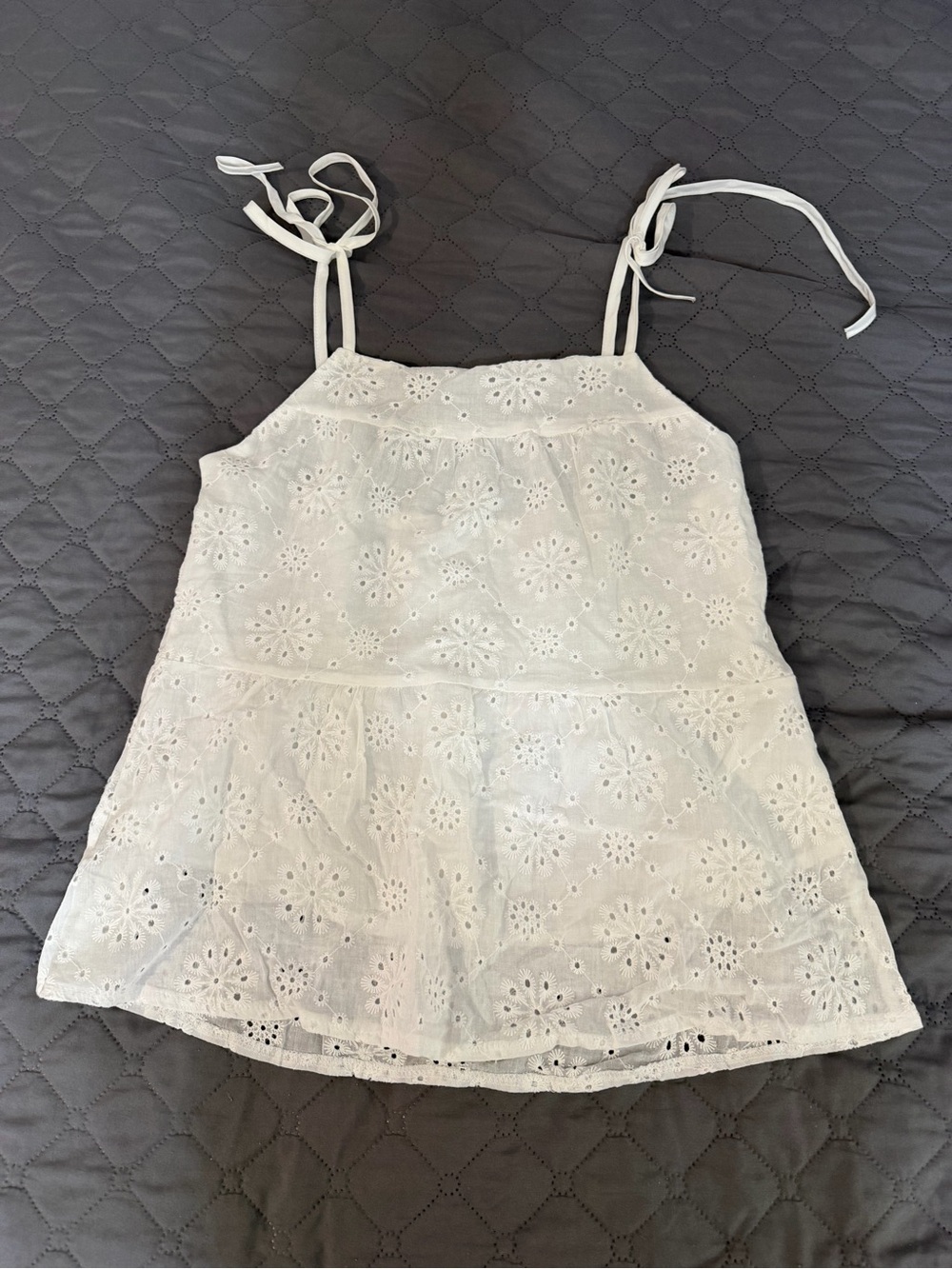SHEIN White Eyelet Tie-Shoulder Camisole